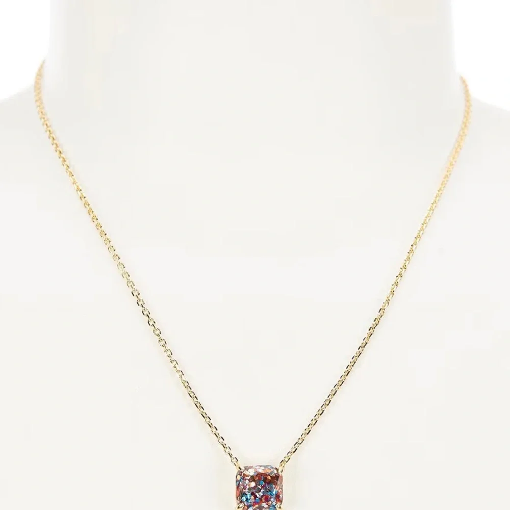 Kate Spade New York Gold-Tone Square Glitter Stone Mini Pendant Necklace 17" NWT - Picture 3 of 6